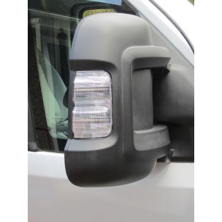 Wing mirror sequential LED indicator repeater lamps clear.Fiat Ducato, Citroen Relay, Peugeot Boxer and Vauxhall Movano 2022 to 2024